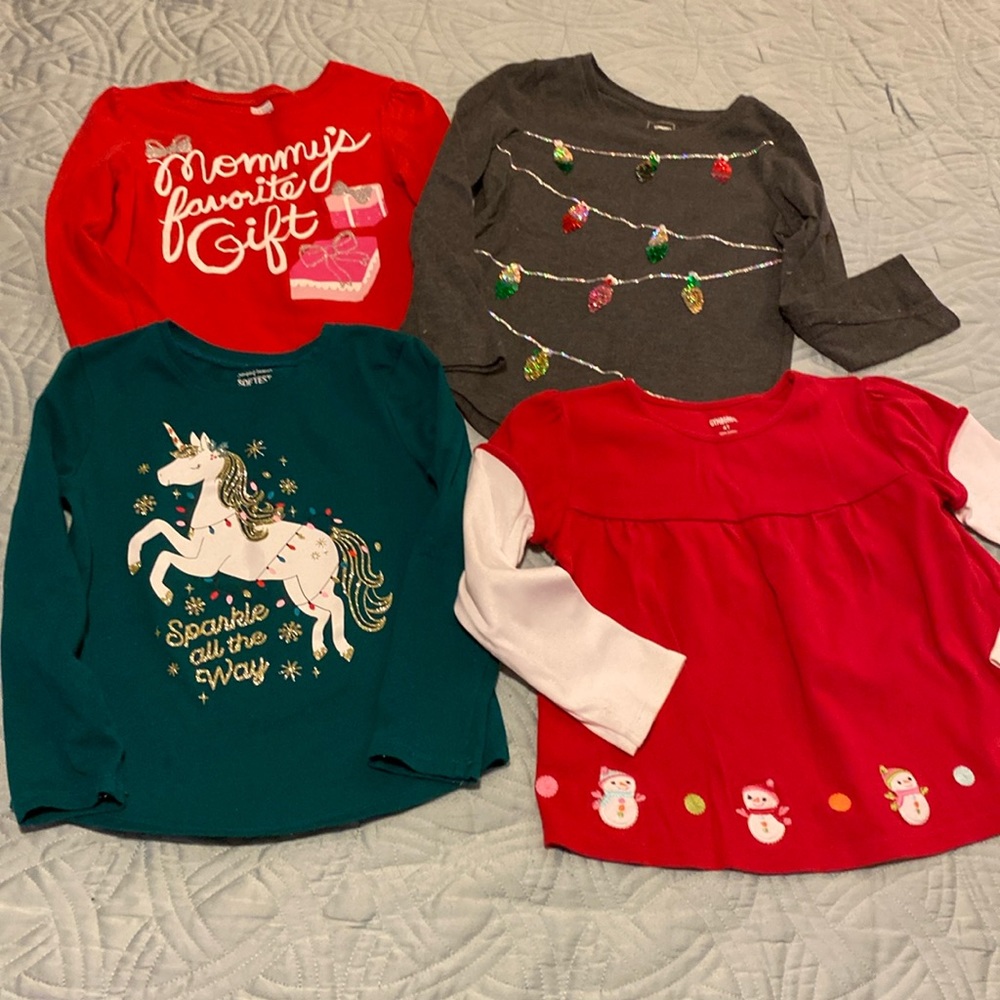 Four Christmas holiday, long sleeve shirts